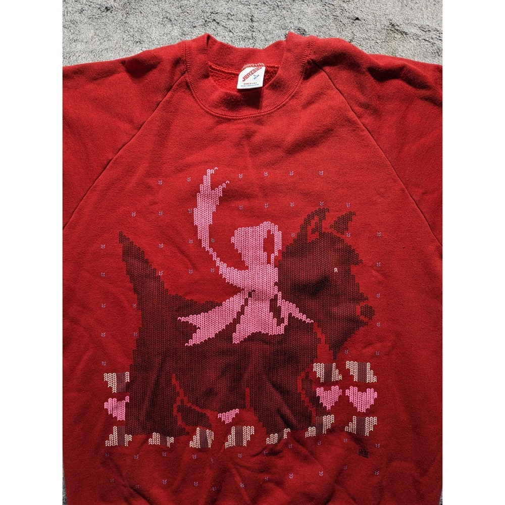 Vintage Jerzees Sweatshirt Women's Size Large Red Made In USA Scottish Terrier - Picture 2 of 9